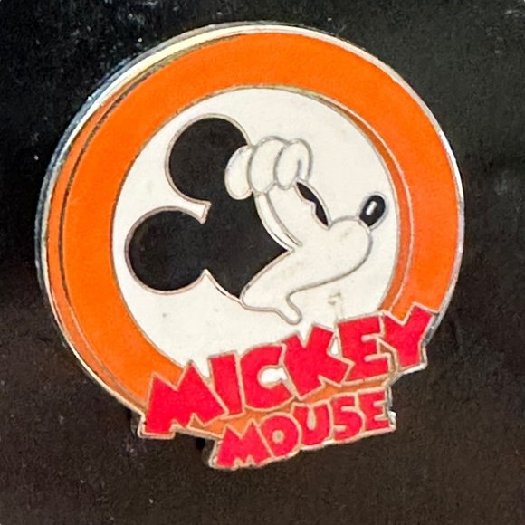 Disney Pin Oh Mickey Mystery Pouch Orange Circle Trading White Black Red Authent - Picture 2 of 3